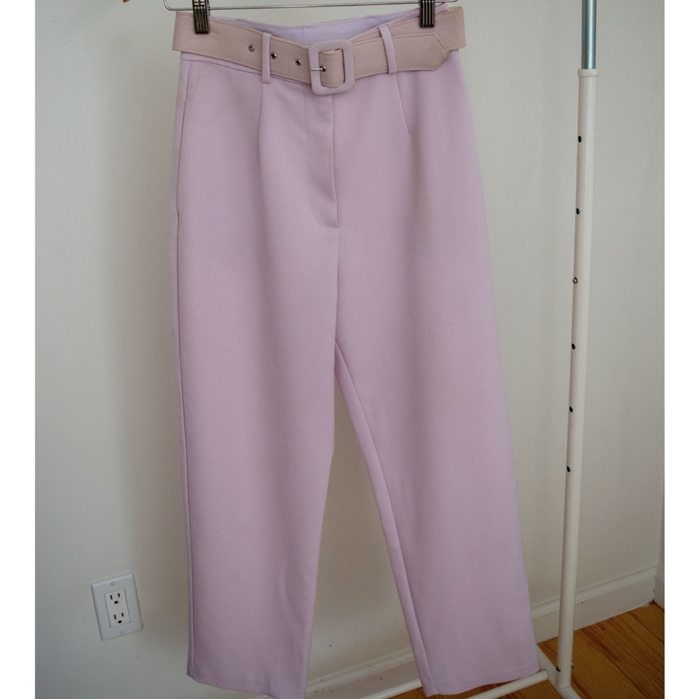 WAYF Lilac Essex Cropped Belted Pant